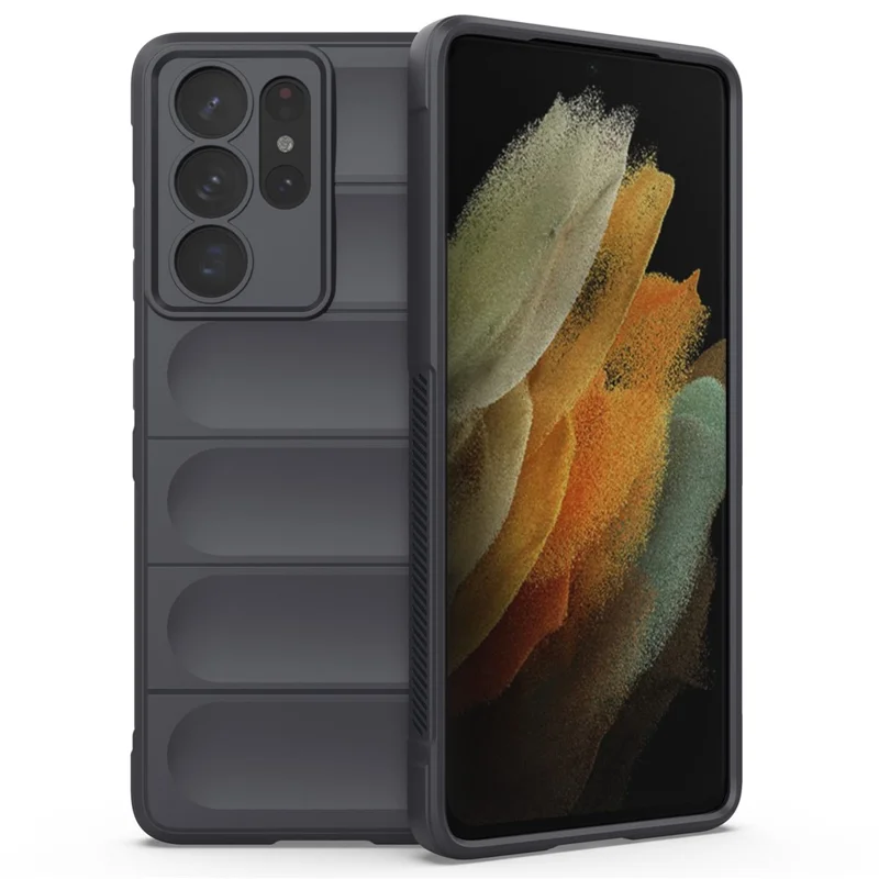 Rugged Phone Case for Samsung Galaxy S21 Ultra 5G, Anti-drop Protection Precise Cutout TPU Cover - Dark Grey