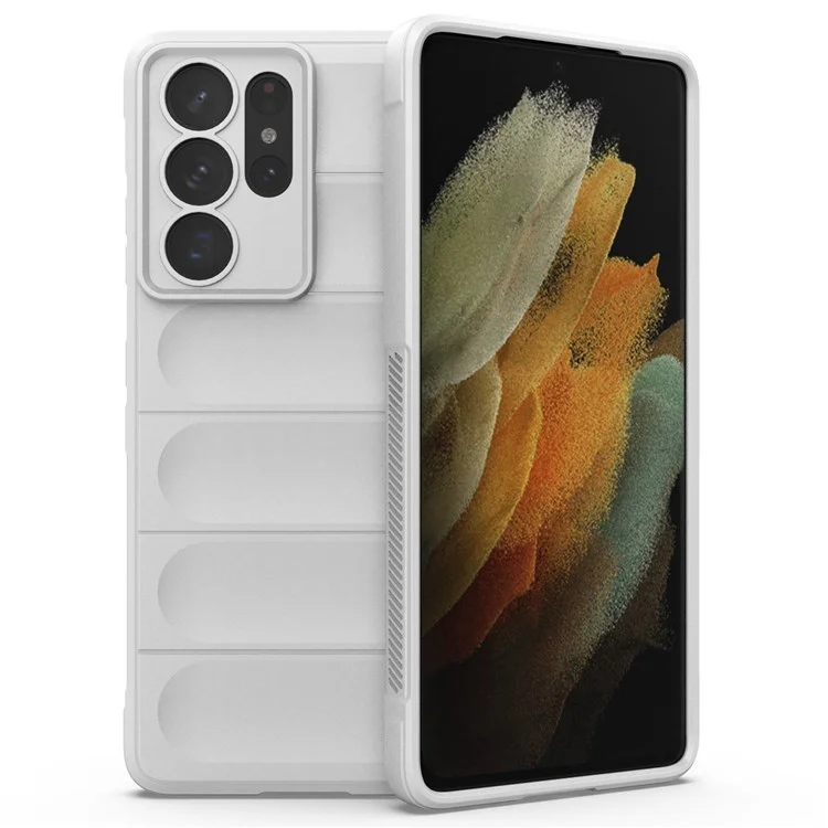 Rugged Phone Case for Samsung Galaxy S21 Ultra 5G, Anti-drop Protection Precise Cutout TPU Cover - White