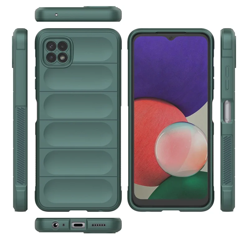 Rugged Shockproof Phone Case for Samsung Galaxy A22 5G (EU Version), Soft TPU Anti-fall Protective Cover - Green