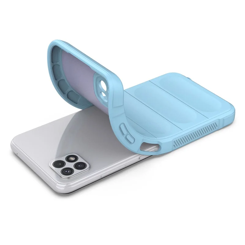 Rugged Shockproof Phone Case for Samsung Galaxy A22 5G (EU Version), Soft TPU Anti-fall Protective Cover - Baby Blue