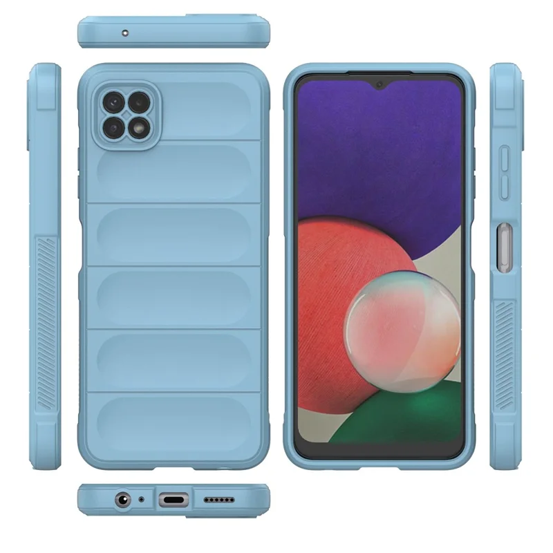 Rugged Shockproof Phone Case for Samsung Galaxy A22 5G (EU Version), Soft TPU Anti-fall Protective Cover - Baby Blue