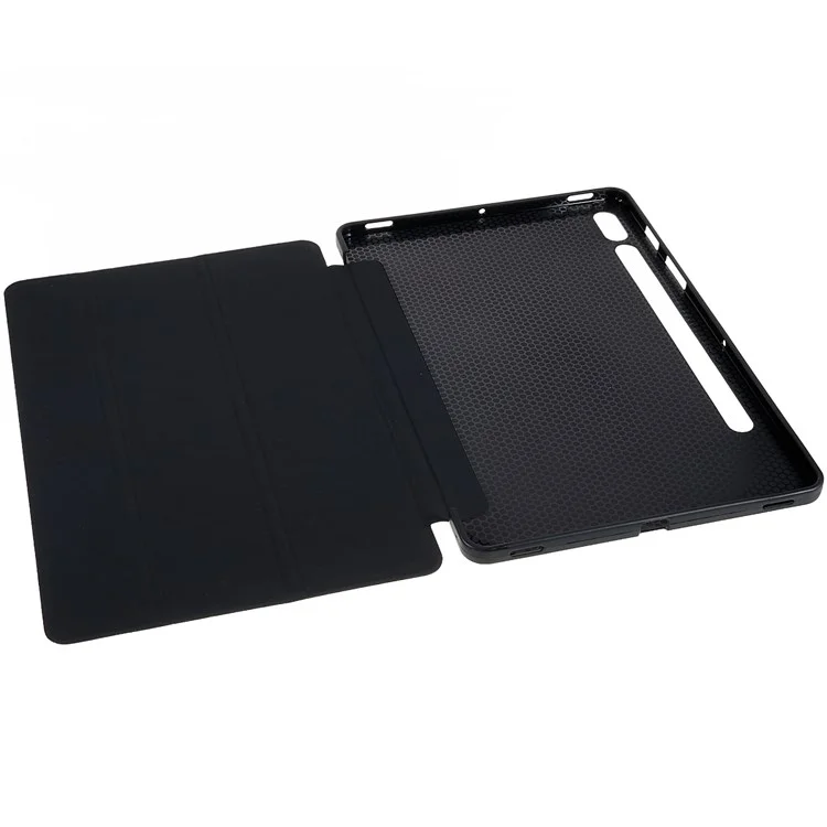 Para Samsung Galaxy Tab S7/S8 Diseño de Honeycomb Inner Tri-fold Casa de Casa de Pableta de Cuera - Negro