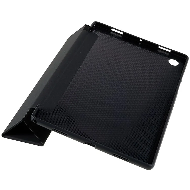 Para o Samsung Galaxy Tab A8 10.5 (2021) Tri Dobrável Stand Interno Honeycomb Design Design de Couro de Choque de Choques Caixa de Tablet Auto/tampa do Sono - Preto