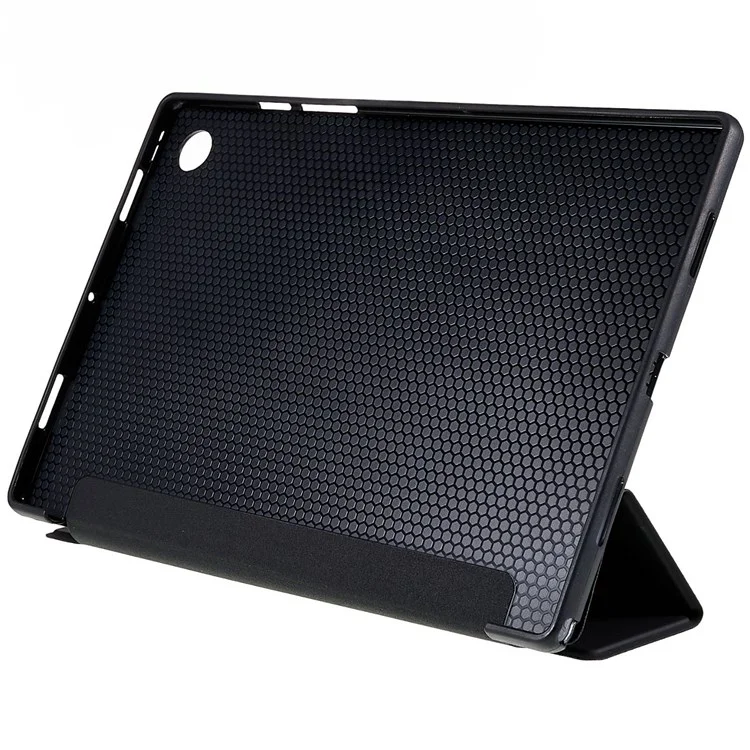 Pour Samsung Galaxy Tab A8 10.5 (2021) Tri-fold Stand Inner Honeycomb Design Tablet Tablet en Cuir Étanche - le Noir