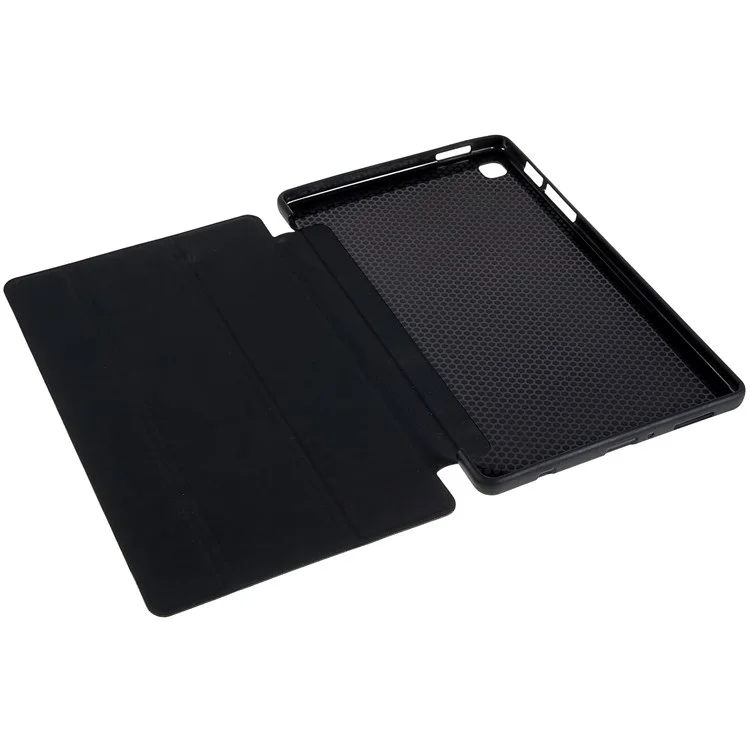For Samsung Galaxy Tab A7 Lite 8.7-inch Inner Honeycomb Design Anti-fall Anti-scratch Leather Tablet Case Auto Wake/Sleep Cover with Tri-fold Stand - Black
