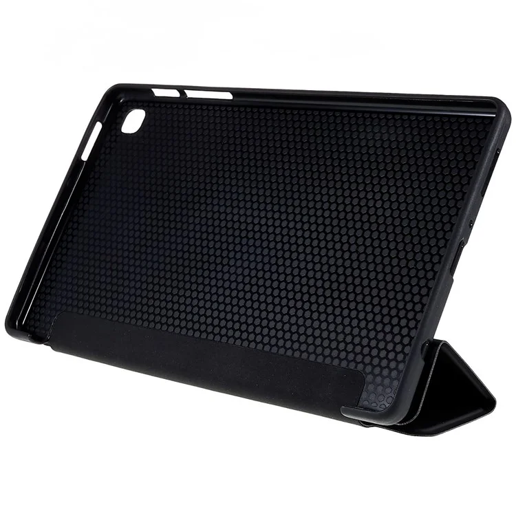 For Samsung Galaxy Tab A7 Lite 8.7-inch Inner Honeycomb Design Anti-fall Anti-scratch Leather Tablet Case Auto Wake/Sleep Cover with Tri-fold Stand - Black
