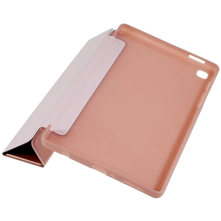 For Samsung Galaxy Tab A7 Lite 8.7-inch Inner Honeycomb Design Anti-fall Anti-scratch Leather Tablet Case Auto Wake/Sleep Cover with Tri-fold Stand - Rose Gold