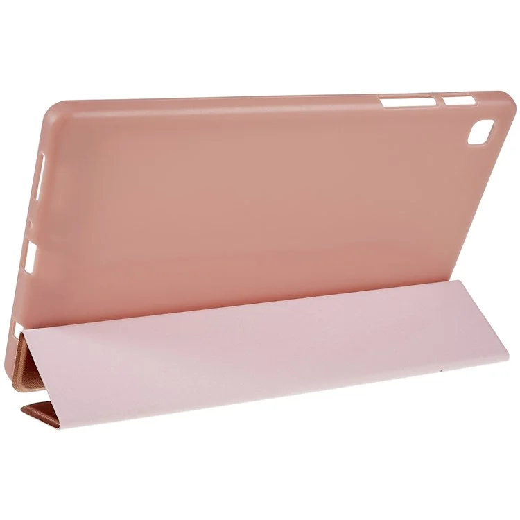 For Samsung Galaxy Tab A7 Lite 8.7-inch Inner Honeycomb Design Anti-fall Anti-scratch Leather Tablet Case Auto Wake/Sleep Cover with Tri-fold Stand - Rose Gold