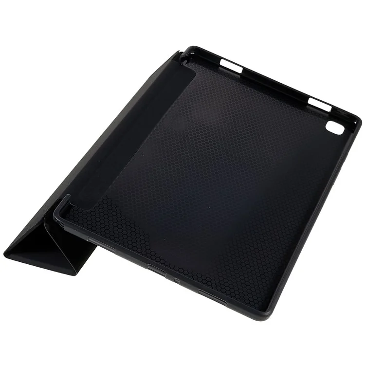 Para Samsung Galaxy Tab A7 10.4 (2020) Tri-fold Stande Proder Honeycomb Diseño Anti-scratch Tablet de Cuero a Prueba de Caída de la Cubierta Automática/cubierta de Sueño - Negro