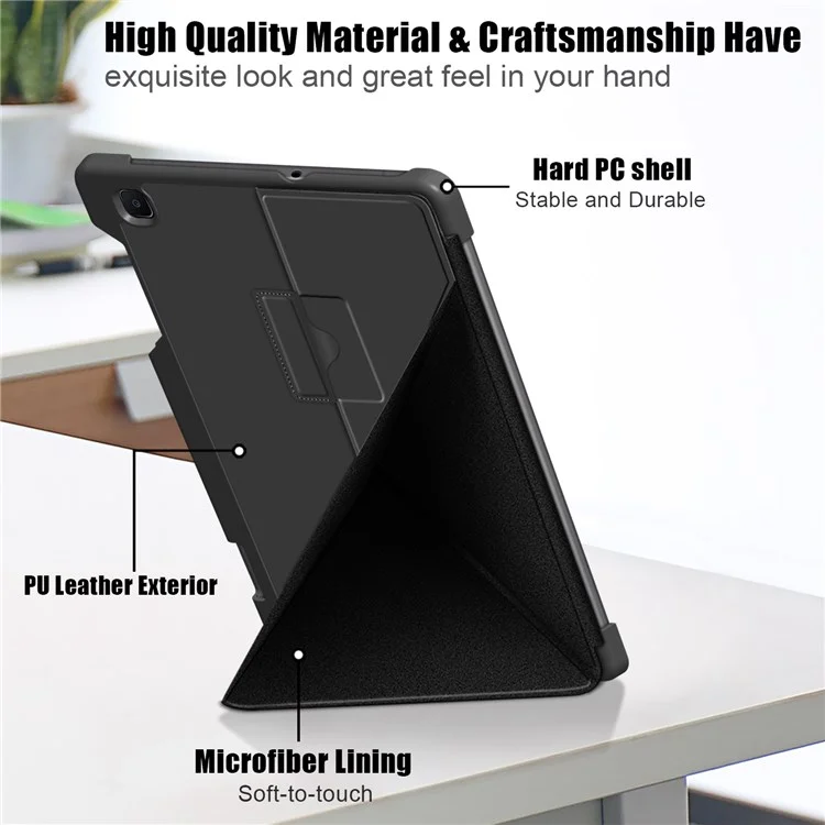 For Samsung Galaxy Tab S6 Lite (2020) P615 P610 / (2022) P613 P619 / (2024) Origami Stand Leather Tablet Case - Black