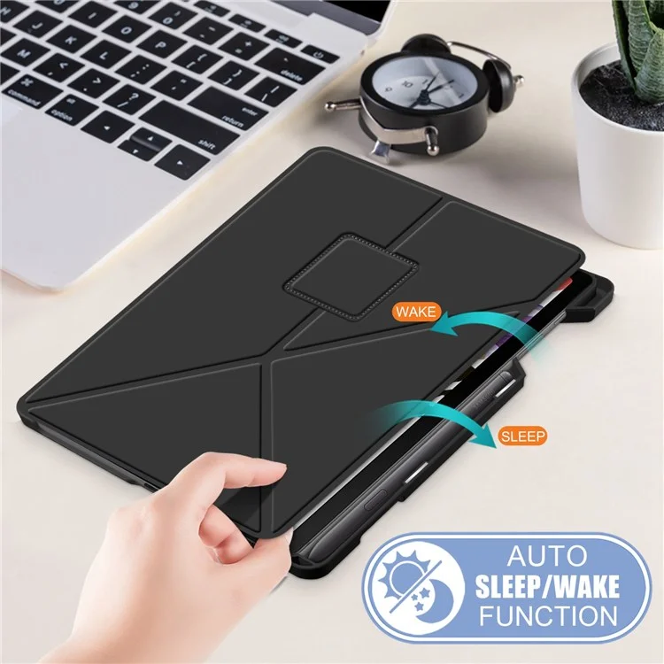 For Samsung Galaxy Tab S6 Lite (2020) P615 P610 / (2022) P613 P619 / (2024) Origami Stand Leather Tablet Case - Black