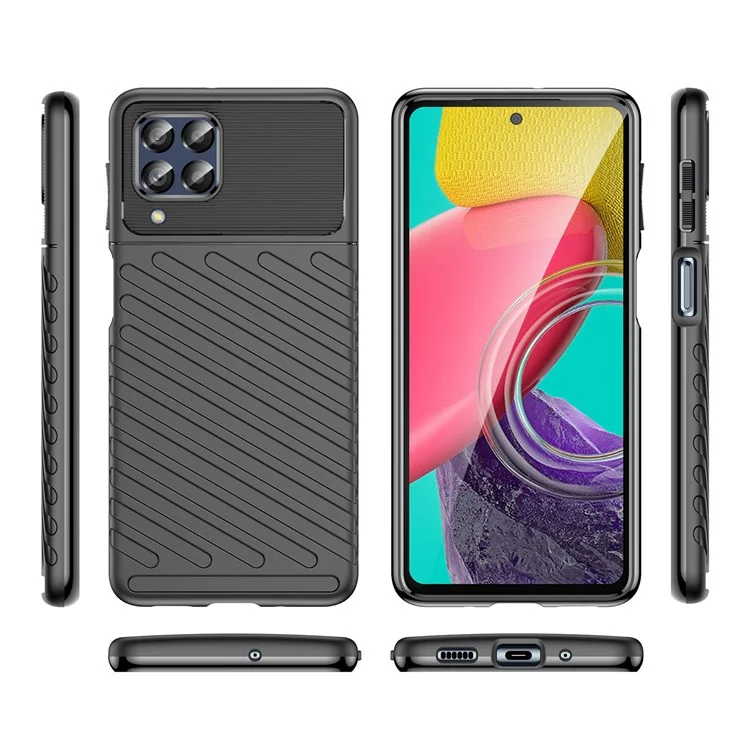 Pour Samsung Galaxy M53 5G Thunder Série Anti-wear Anti-fall Couverture de Protection Texture TPU TPU Case de Téléphone Non Slinp - le Noir