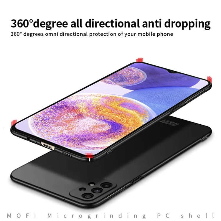 MOFI JK PC Series-1 Proteção para Samsung Galaxy A23 5G (Versão Global) / Capa do Telefone 4G Dura de PC Fosco Anti-Choque com Alça - Preta