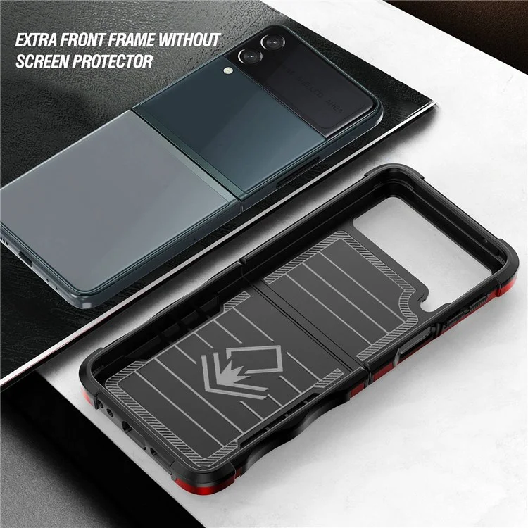 Para Samsung Galaxy Z Flip4 5G PC Duro PC Suave Soft TPU Shock Absorción Case de Teléfonos Con Topeador Giratorio Cubierta de Patada - Azul