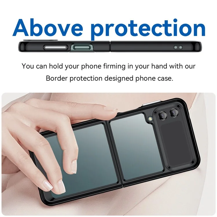 Capas híbridas de TPU + Acrílico, para Samsung Galaxy Z Flip4 5G Capa Protetora de Telefone Celular à Prova de Choque - Preto