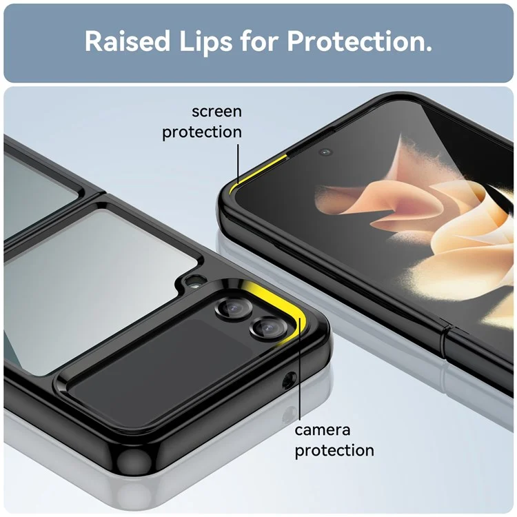 Capas híbridas de TPU + Acrílico, para Samsung Galaxy Z Flip4 5G Capa Protetora de Telefone Celular à Prova de Choque - Preto