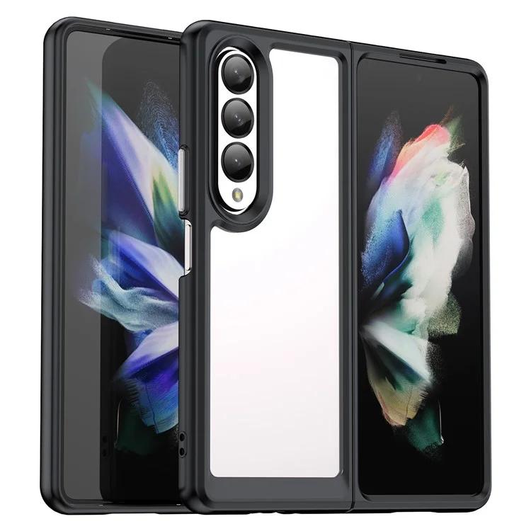 For Samsung Galaxy Z Fold4 5G Anti-Scratch TPU+Acrylic Hybrid Cases Mobile Phone Case Cover Protector - Black