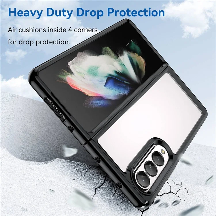 For Samsung Galaxy Z Fold4 5G Anti-Scratch TPU+Acrylic Hybrid Cases Mobile Phone Case Cover Protector - Black