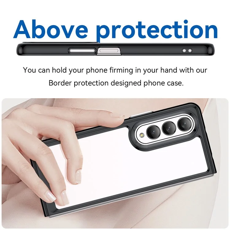 For Samsung Galaxy Z Fold4 5G Anti-Scratch TPU+Acrylic Hybrid Cases Mobile Phone Case Cover Protector - Black