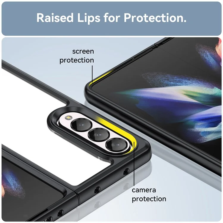 For Samsung Galaxy Z Fold4 5G Anti-Scratch TPU+Acrylic Hybrid Cases Mobile Phone Case Cover Protector - Black