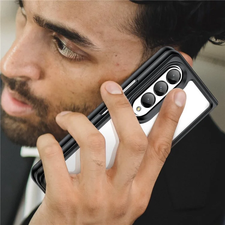 For Samsung Galaxy Z Fold4 5G Anti-Scratch TPU+Acrylic Hybrid Cases Mobile Phone Case Cover Protector - Black