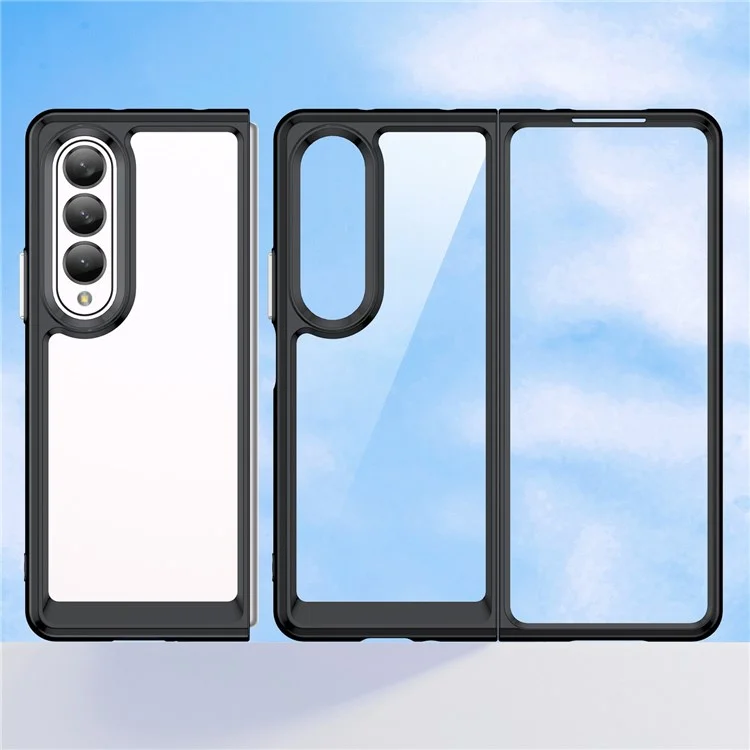 For Samsung Galaxy Z Fold4 5G Anti-Scratch TPU+Acrylic Hybrid Cases Mobile Phone Case Cover Protector - Black