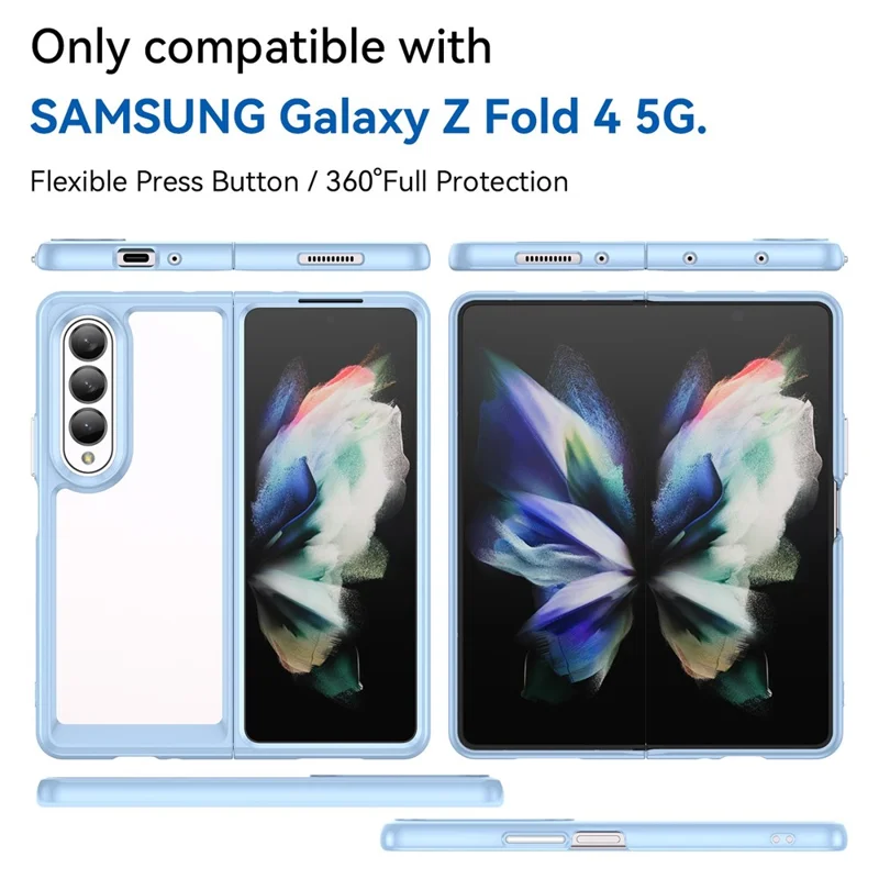 For Samsung Galaxy Z Fold4 5G Anti-Scratch TPU+Acrylic Hybrid Cases Mobile Phone Case Cover Protector - Baby Blue