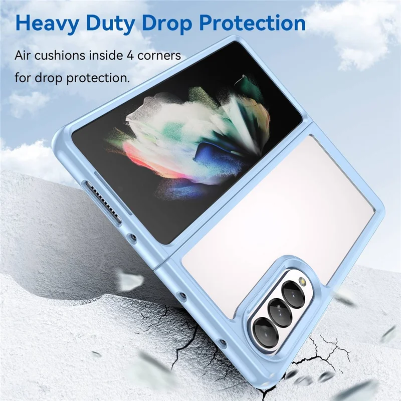 For Samsung Galaxy Z Fold4 5G Anti-Scratch TPU+Acrylic Hybrid Cases Mobile Phone Case Cover Protector - Baby Blue