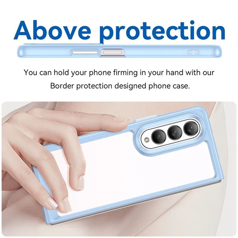 For Samsung Galaxy Z Fold4 5G Anti-Scratch TPU+Acrylic Hybrid Cases Mobile Phone Case Cover Protector - Baby Blue