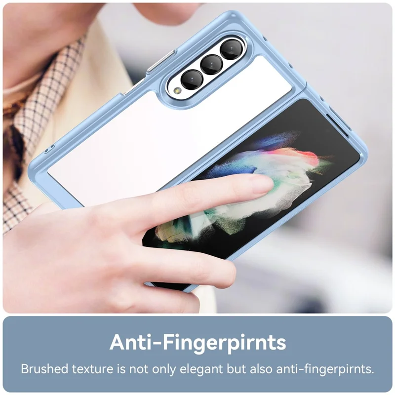 For Samsung Galaxy Z Fold4 5G Anti-Scratch TPU+Acrylic Hybrid Cases Mobile Phone Case Cover Protector - Baby Blue