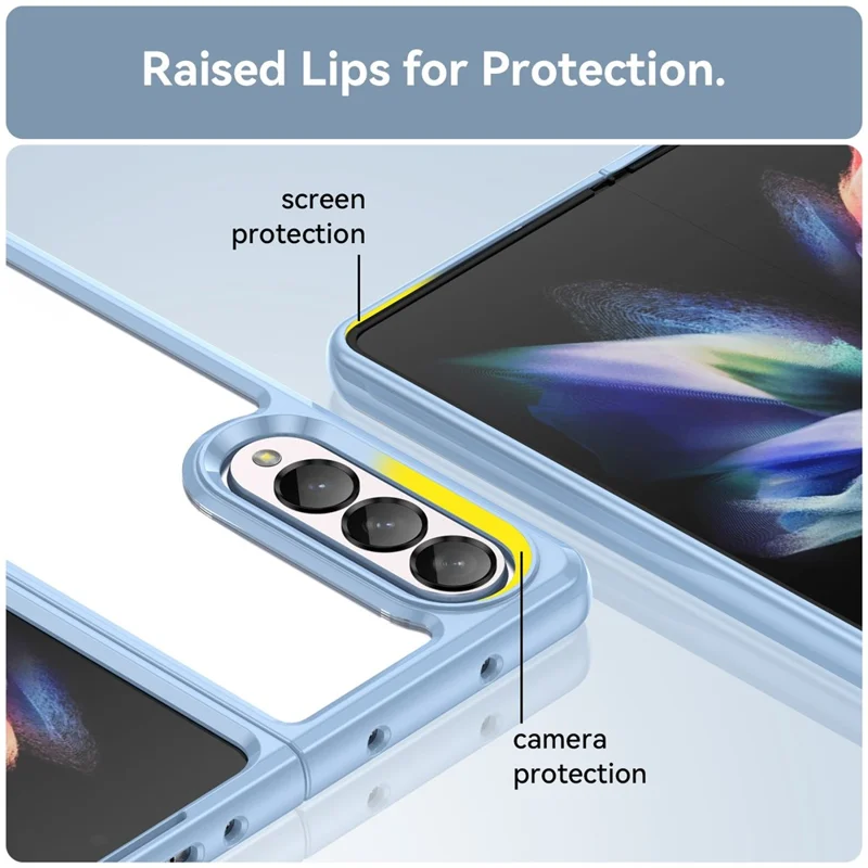 For Samsung Galaxy Z Fold4 5G Anti-Scratch TPU+Acrylic Hybrid Cases Mobile Phone Case Cover Protector - Baby Blue