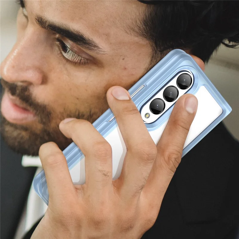 For Samsung Galaxy Z Fold4 5G Anti-Scratch TPU+Acrylic Hybrid Cases Mobile Phone Case Cover Protector - Baby Blue