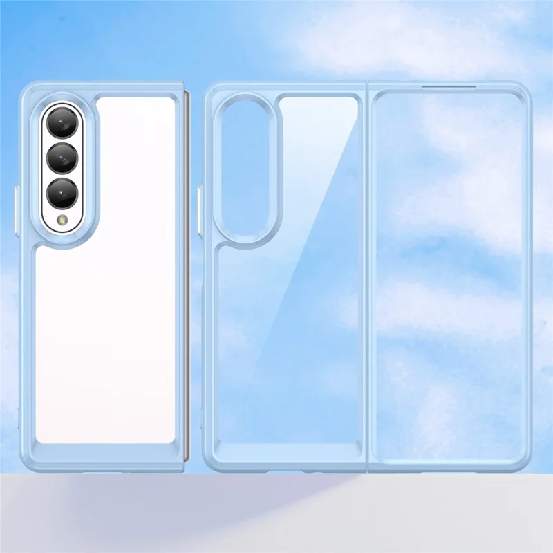 For Samsung Galaxy Z Fold4 5G Anti-Scratch TPU+Acrylic Hybrid Cases Mobile Phone Case Cover Protector - Baby Blue