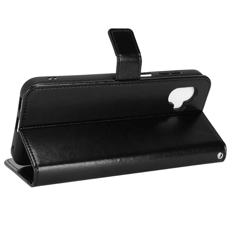 Crazy Horse Texture Case for Samsung Galaxy Xcover6 Pro 5G, Adjustable Stand PU Leather Phone Cover with Wallet - Black