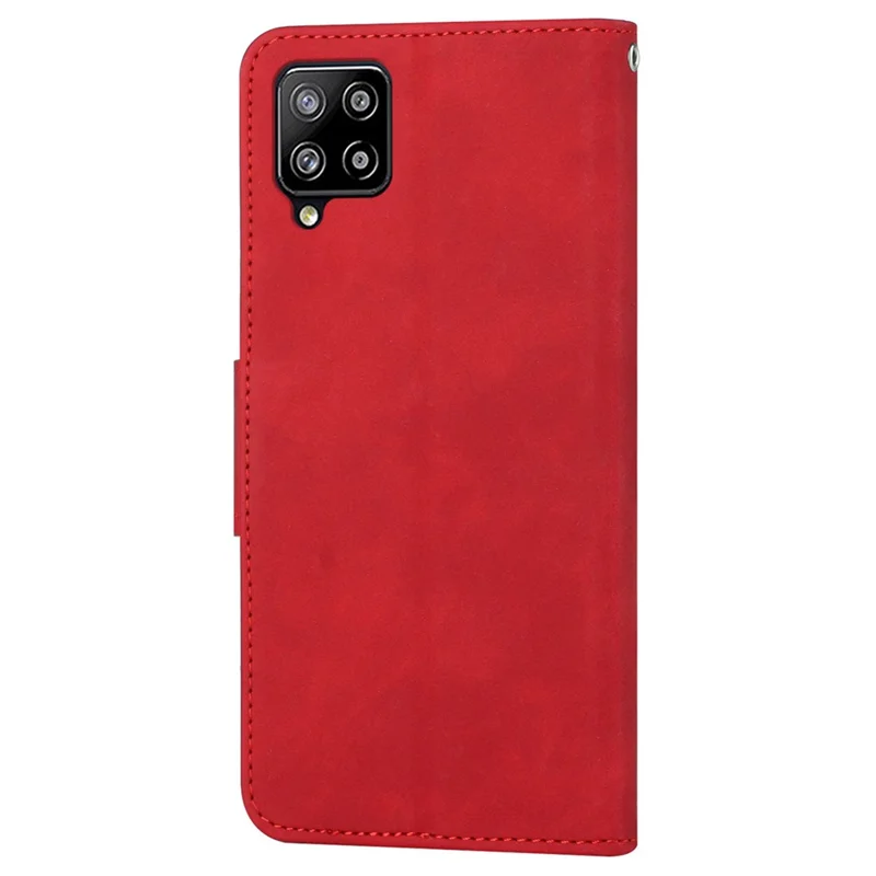 For Samsung Galaxy A22 4G (EU Version) Solid Color PU Leather Shockproof Phone Case with Wallet Stand - Red