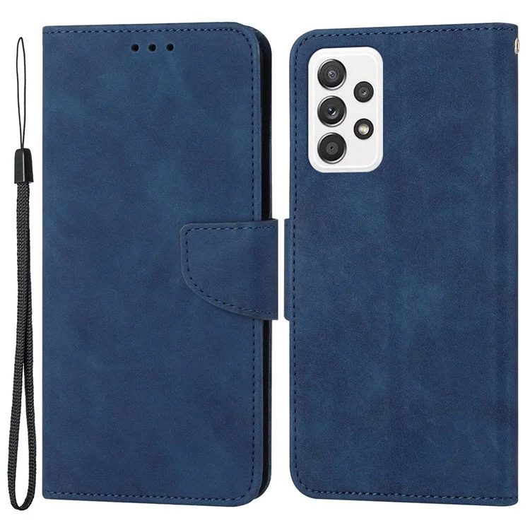 Case de Cuir PU à Fermoir Magnétique Pour Samsung Galaxy A33 5G, Couverture de Téléphone Protectrice du Support de Portefeuille de Couleur Solide - Bleu