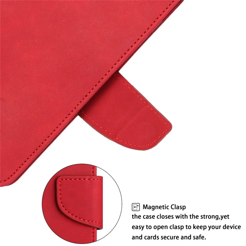 Magnetic Clasp PU Leather Case for Samsung Galaxy A33 5G, Solid Color Wallet Stand Protective Phone Cover - Red