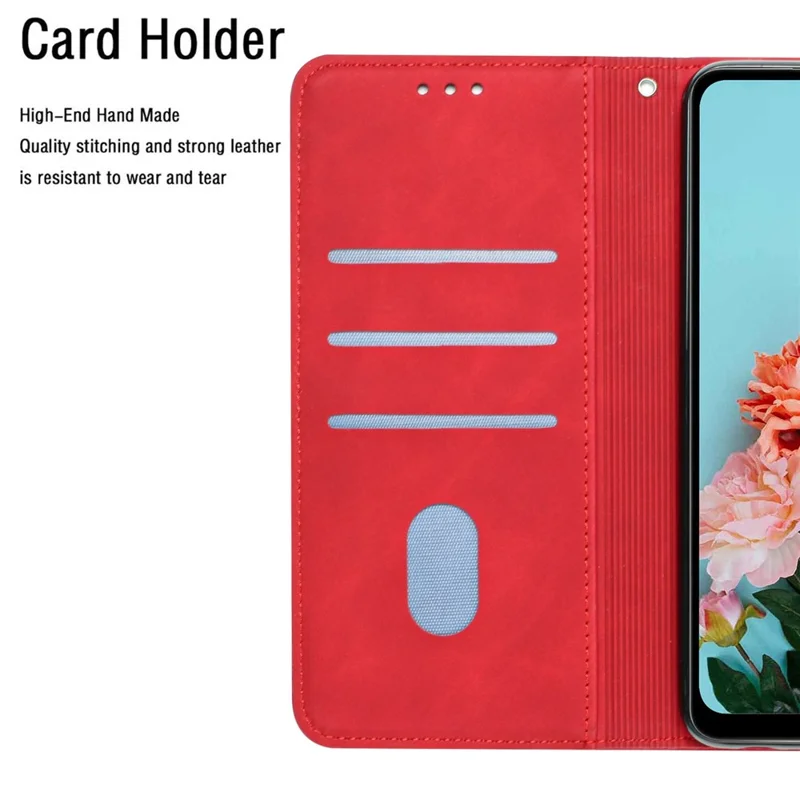 Magnetic Clasp PU Leather Case for Samsung Galaxy A33 5G, Solid Color Wallet Stand Protective Phone Cover - Red