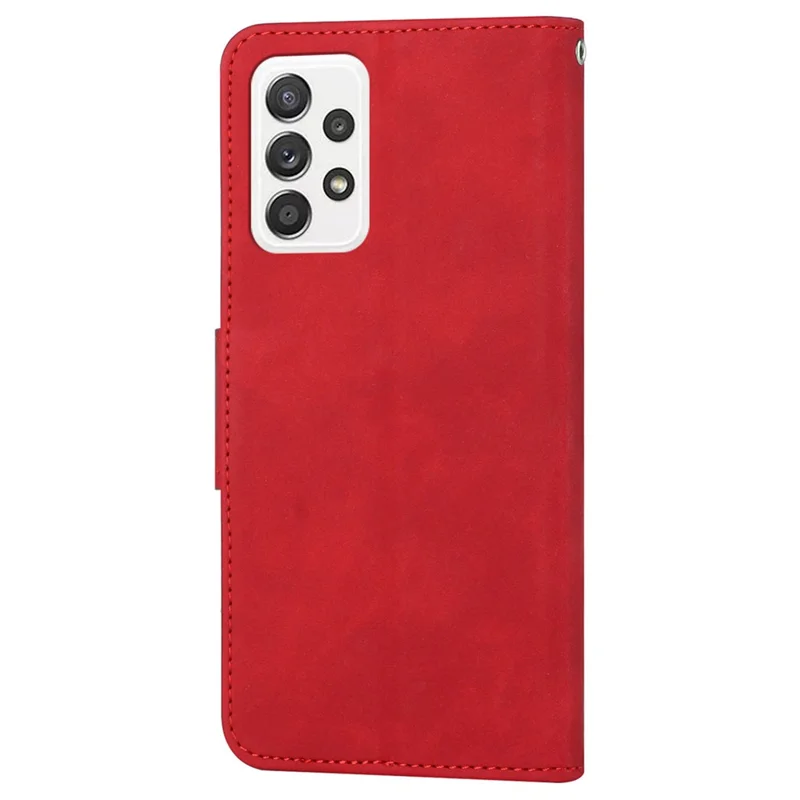 Magnetic Clasp PU Leather Case for Samsung Galaxy A33 5G, Solid Color Wallet Stand Protective Phone Cover - Red