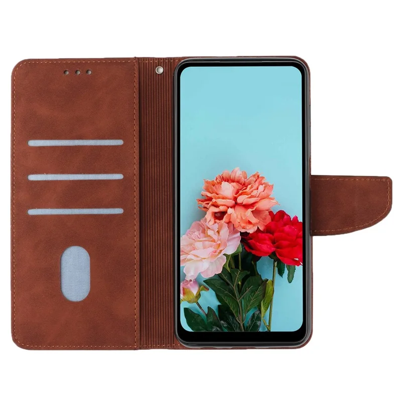 For Samsung Galaxy A53 5G Drop-proof Solid Color Calf Textured Magnetic Clasp PU Leather Case Wallet Stand Anti-scratch Phone Cover - Brown