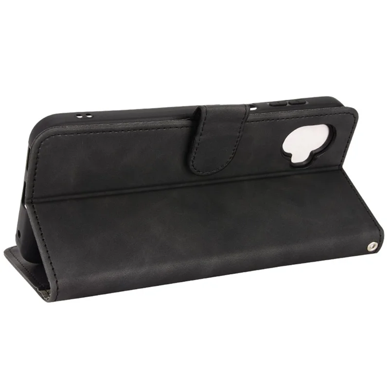 For Samsung Galaxy Xcover6 Pro 5G Skin-Touch Feeling Stand Phone Case PU Leather Magnetic Wallet Cover - Black