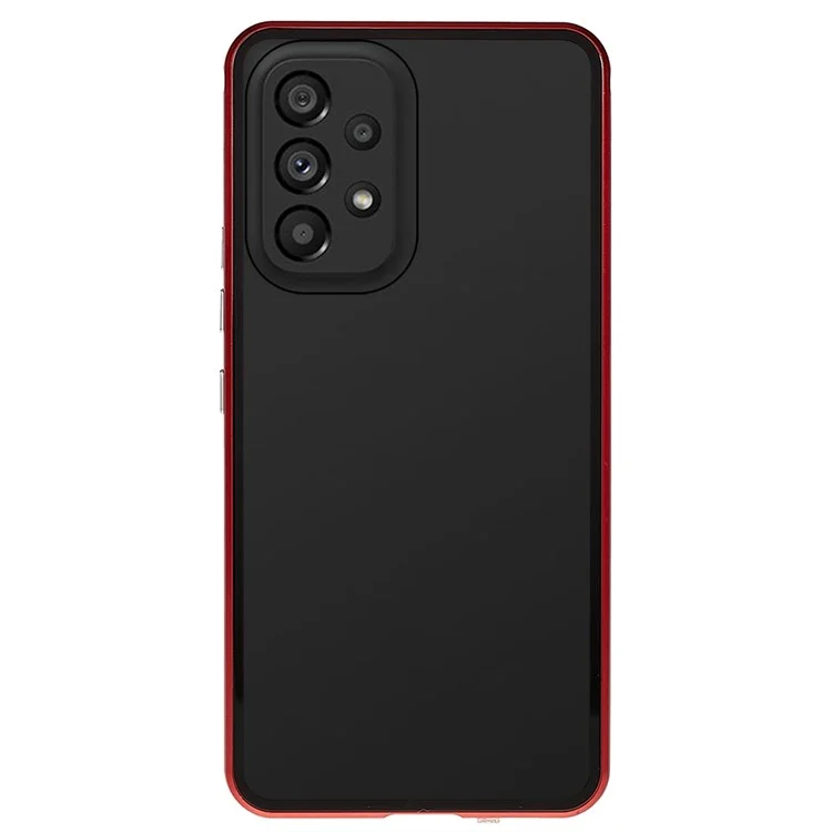Pour Samsung Galaxy A53 5G Double-Sided Tempered Glass + Metal Frame Phone Case Full Coverage Magnetic Absorption Cover - Red