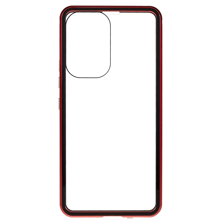 Pour Samsung Galaxy A53 5G Double-Sided Tempered Glass + Metal Frame Phone Case Full Coverage Magnetic Absorption Cover - Red