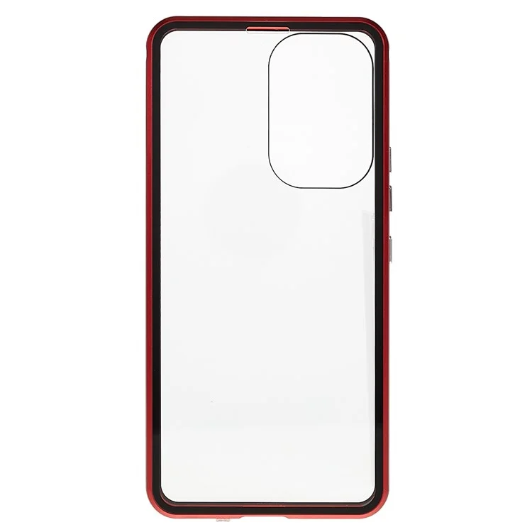 Pour Samsung Galaxy A53 5G Double-Sided Tempered Glass + Metal Frame Phone Case Full Coverage Magnetic Absorption Cover - Red