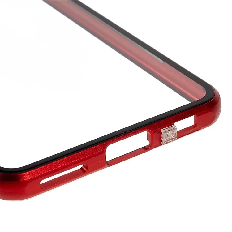 Pour Samsung Galaxy A53 5G Double-Sided Tempered Glass + Metal Frame Phone Case Full Coverage Magnetic Absorption Cover - Red