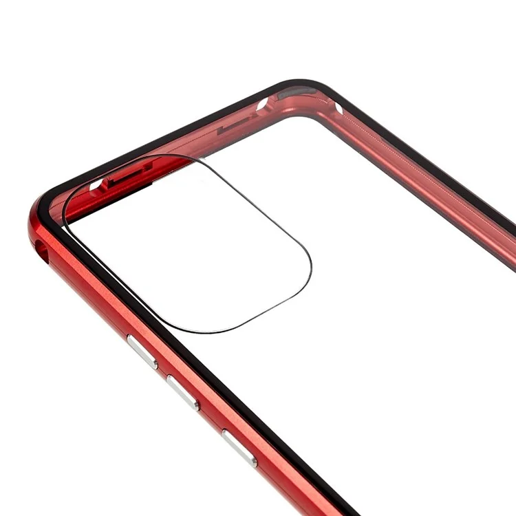 Pour Samsung Galaxy A53 5G Double-Sided Tempered Glass + Metal Frame Phone Case Full Coverage Magnetic Absorption Cover - Red