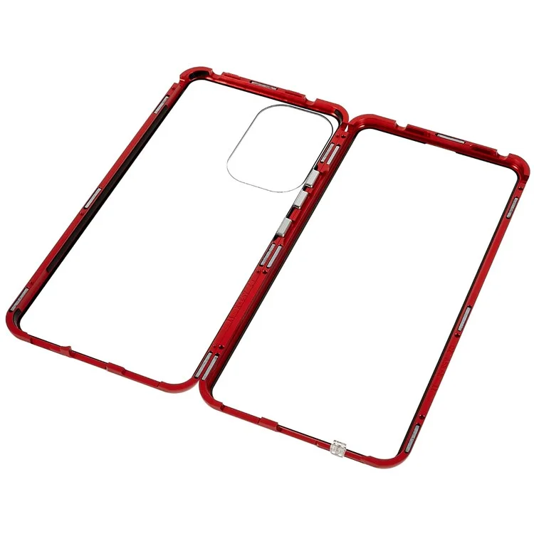 Pour Samsung Galaxy A53 5G Double-Sided Tempered Glass + Metal Frame Phone Case Full Coverage Magnetic Absorption Cover - Red