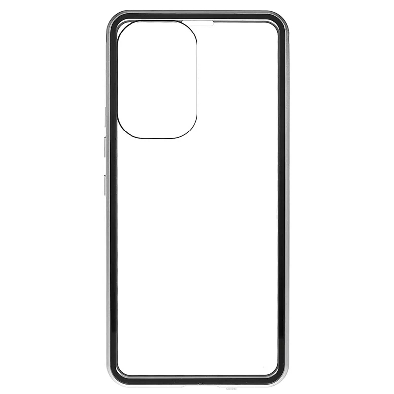 For Samsung Galaxy A53 5G Double-Sided Tempered Glass + Metal Frame Phone Case Full Coverage Magnetic Absorption Cover - Silver