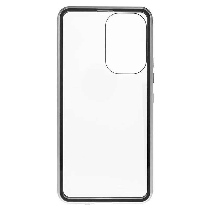 For Samsung Galaxy A53 5G Double-Sided Tempered Glass + Metal Frame Phone Case Full Coverage Magnetic Absorption Cover - Silver