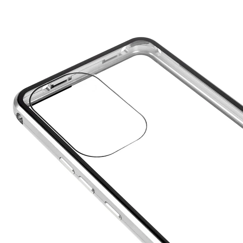 For Samsung Galaxy A53 5G Double-Sided Tempered Glass + Metal Frame Phone Case Full Coverage Magnetic Absorption Cover - Silver